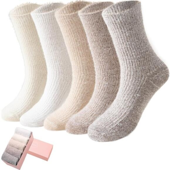 New 5 Pairs Fuzzy Soft Cozy Comfortable Socks for Women, Casual Sleep Comfy Sock - Picture 1 of 6